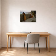 Gallery-wrapped canvas print of Edmund Blair Leighton's 'The Hostage' displayed on a wall in an office
