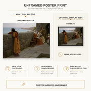 Edmund Blair Leighton - The Hostage poster print size comparison and framing display infographic