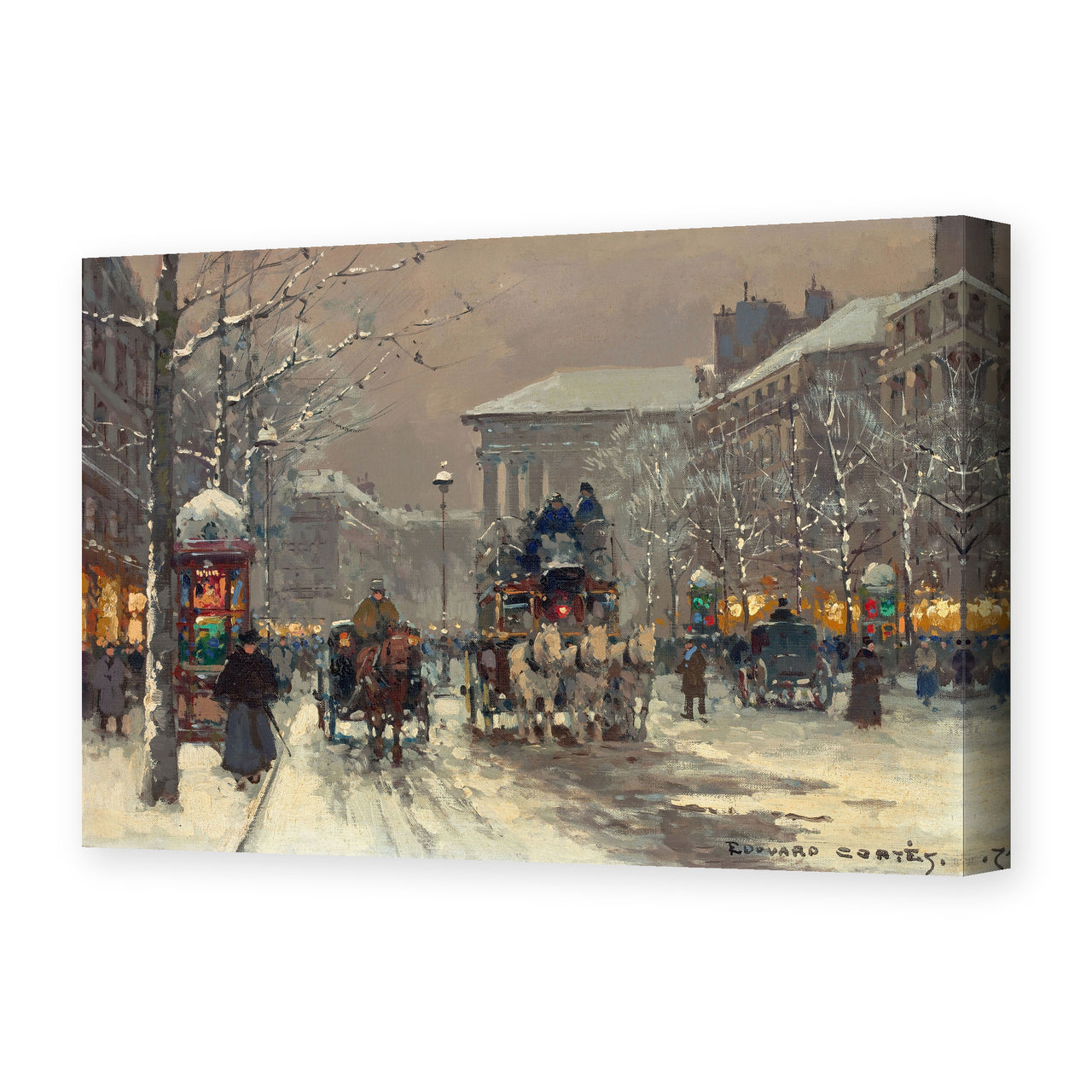 Édouard Cortès's 'Boulevard de la Madeleine' painting reproduced as a gallery-wrapped canvas print