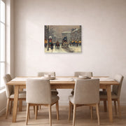 Gallery-wrapped canvas print of Édouard Cortès's Boulevard de la Madeleine displayed on a wall in a dining room