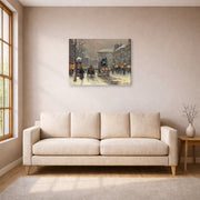 Gallery-wrapped canvas print of Édouard Cortès's Boulevard de la Madeleine displayed on a wall in a living room