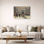 Gallery-wrapped canvas print of Édouard Cortès's Boulevard de la Madeleine displayed on a wall in a living room
