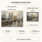 Édouard Cortès - Bouquinistes, Notre Dame poster print size comparison and framing display infographic