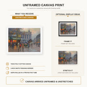 Édouard Cortès - Cafe de la paix canvas print size comparison and framing display infographic
