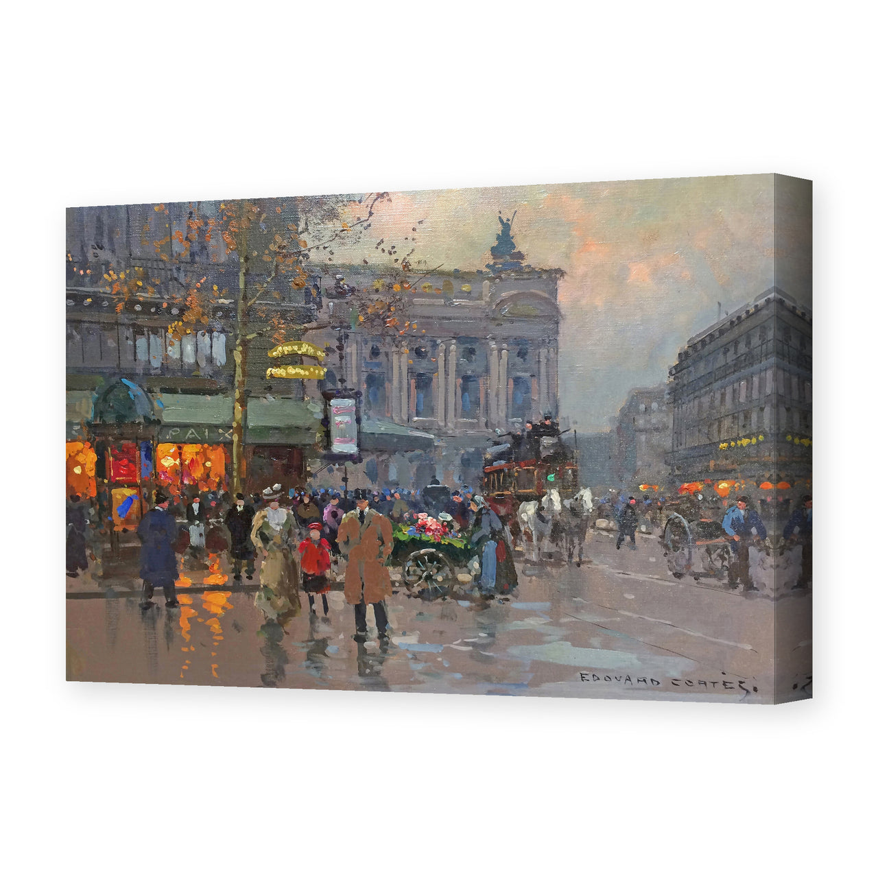 Édouard Cortès's 'Cafe de la paix' painting reproduced as a gallery-wrapped canvas print