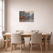 Unframed poster print of Édouard Cortès's Cafe de la paix displayed on a wall in a dining room