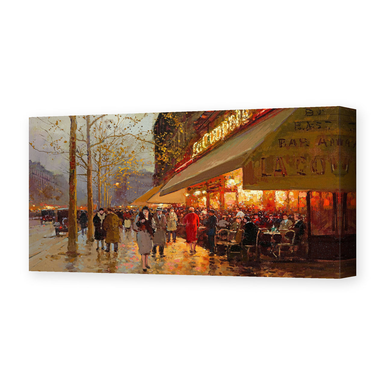 Édouard Cortès's 'La Coupole, Montparnasse' painting reproduced as a gallery-wrapped canvas print