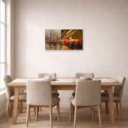 Gallery-wrapped canvas print of Édouard Cortès's La Coupole, Montparnasse displayed on a wall in a dining room