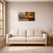 Gallery-wrapped canvas print of Édouard Cortès's La Coupole, Montparnasse displayed on a wall in a living room