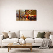 Gallery-wrapped canvas print of Édouard Cortès's La Coupole, Montparnasse displayed on a wall in a living room