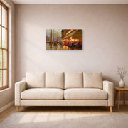 Unframed poster print of Édouard Cortès's La Coupole, Montparnasse displayed on a wall in a living room