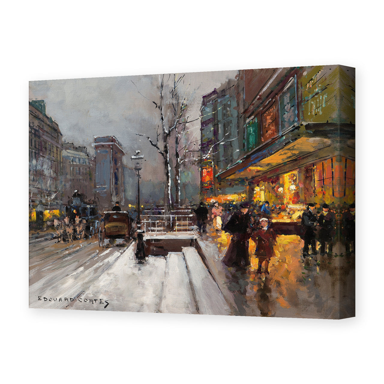 Édouard Cortès's 'Porte St. Martin' painting reproduced as a gallery-wrapped canvas print