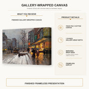 Édouard Cortès - Porte St. Martin gallery wrap canvas construction and hanging details infographic