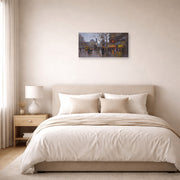 Gallery-wrapped canvas print of Édouard Cortès's Republic Square displayed on a wall in a bedroom