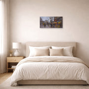 Unframed poster print of Édouard Cortès's Republic Square displayed on a wall in a bedroom