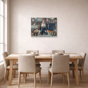 Gallery-wrapped canvas print of Edouard Manet's 'A Bar at the Folies-Bergère' displayed on a wall in a dining room