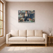 Gallery-wrapped canvas print of Edouard Manet's 'A Bar at the Folies-Bergère' displayed on a wall in a living room