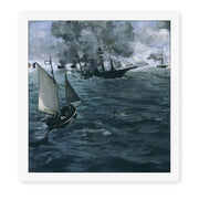 Edouard Manet's 'Battle of the Kearsarge and the Alabama' painting reproduced as a rolled canvas print