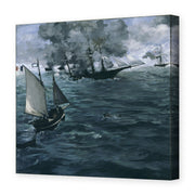 Edouard Manet's 'Battle of the Kearsarge and the Alabama' painting reproduced as a gallery-wrapped canvas print