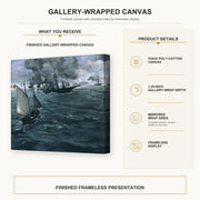 Edouard Manet - Battle of the Kearsarge and the Alabama gallery wrap canvas construction and hanging details infographic