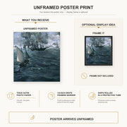 Edouard Manet - Battle of the Kearsarge and the Alabama poster print size comparison and framing display infographic