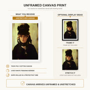 Edouard Manet - Berthe Morisot canvas print size comparison and framing display infographic