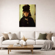 Gallery-wrapped canvas print of Edouard Manet's 'Berthe Morisot' displayed on a wall in a living room