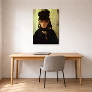 Gallery-wrapped canvas print of Edouard Manet's 'Berthe Morisot' displayed on a wall in a home office