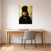 Unframed poster print of Edouard Manet's 'Berthe Morisot' displayed on a wall in a home office