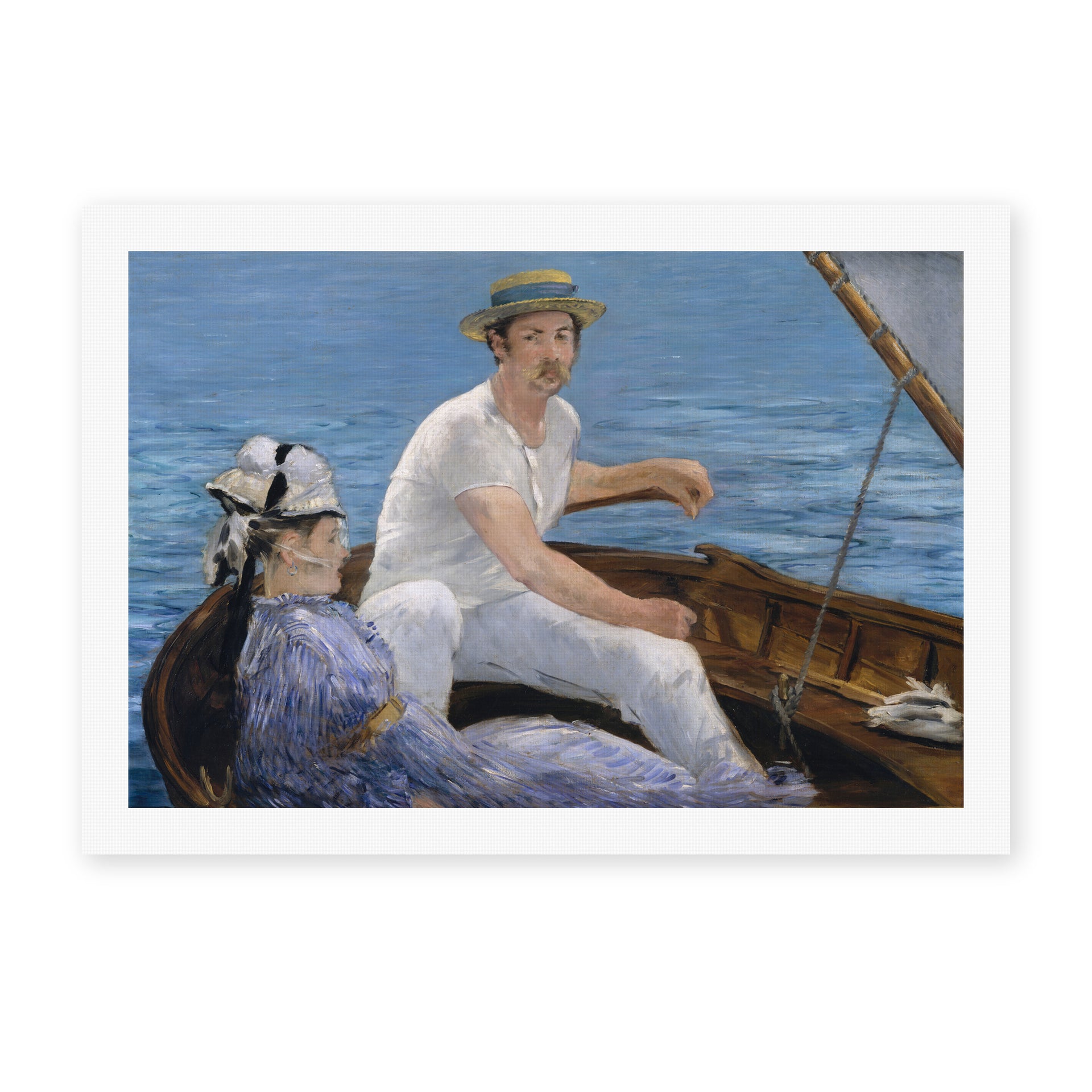 Edouard Manet's 'Boating, Metropolitan Museum of Art' painting reproduced as a rolled canvas print
