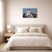 Gallery-wrapped canvas print of Edouard Manet's 'Boating, Metropolitan Museum of Art' displayed on a wall in a bedroom