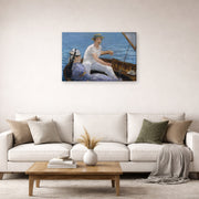 Gallery-wrapped canvas print of Edouard Manet's 'Boating, Metropolitan Museum of Art' displayed on a wall in a living room