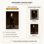 Edouard Manet - Boy with a Sword canvas print size comparison and framing display infographic