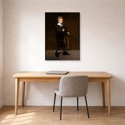 Gallery-wrapped canvas print of Edouard Manet's 'Boy with a Sword' displayed on a wall in a home office