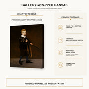 Edouard Manet - Boy with a Sword gallery wrap canvas construction and hanging details infographic