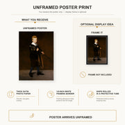 Edouard Manet - Boy with a Sword poster print size comparison and framing display infographic