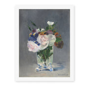 Edouard Manet's 'Flowers in a Crystal Vase' painting reproduced as a rolled canvas print