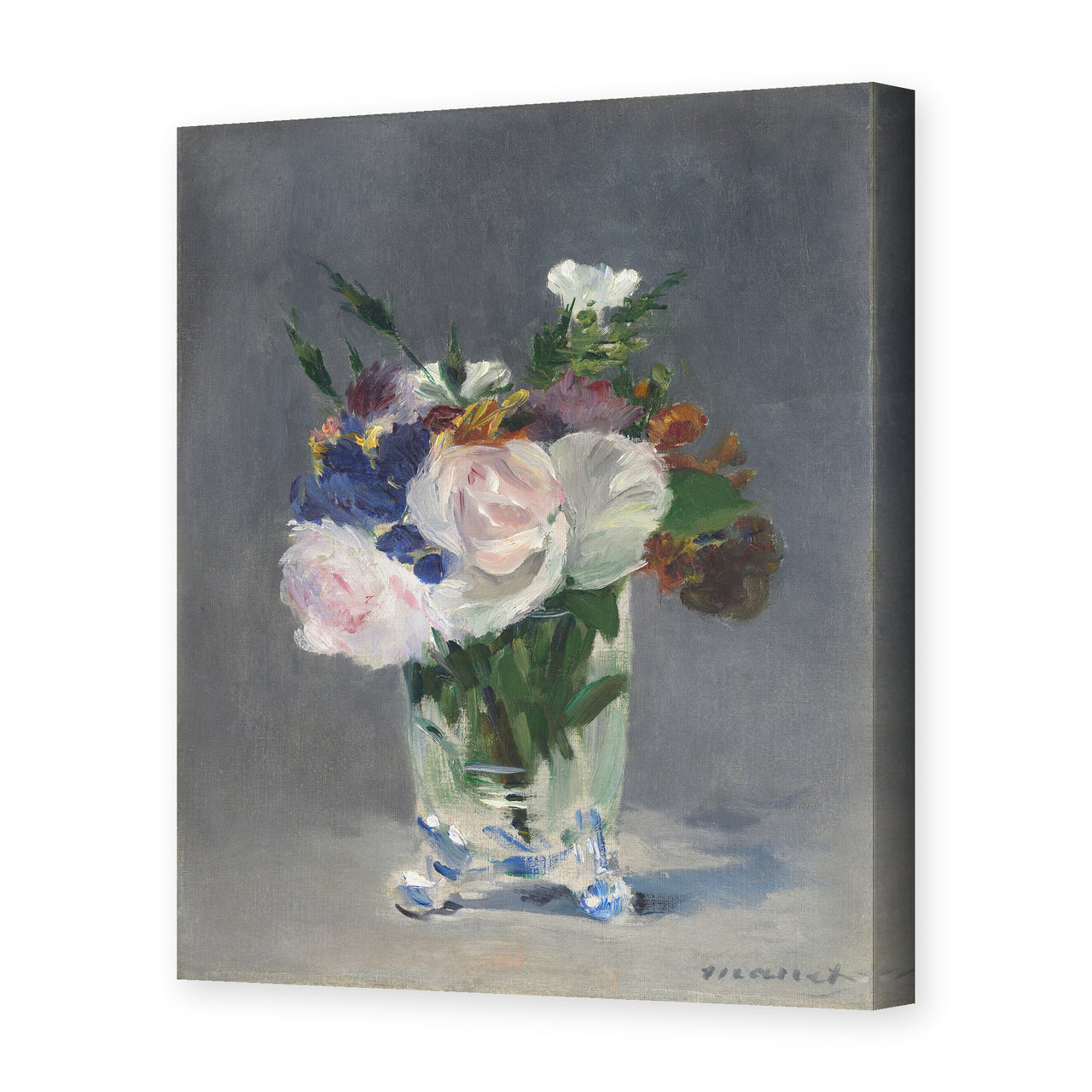 Edouard Manet's 'Flowers in a Crystal Vase' painting reproduced as a gallery-wrapped canvas print