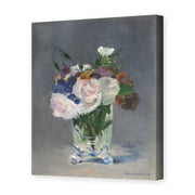 Edouard Manet's 'Flowers in a Crystal Vase' painting reproduced as a gallery-wrapped canvas print