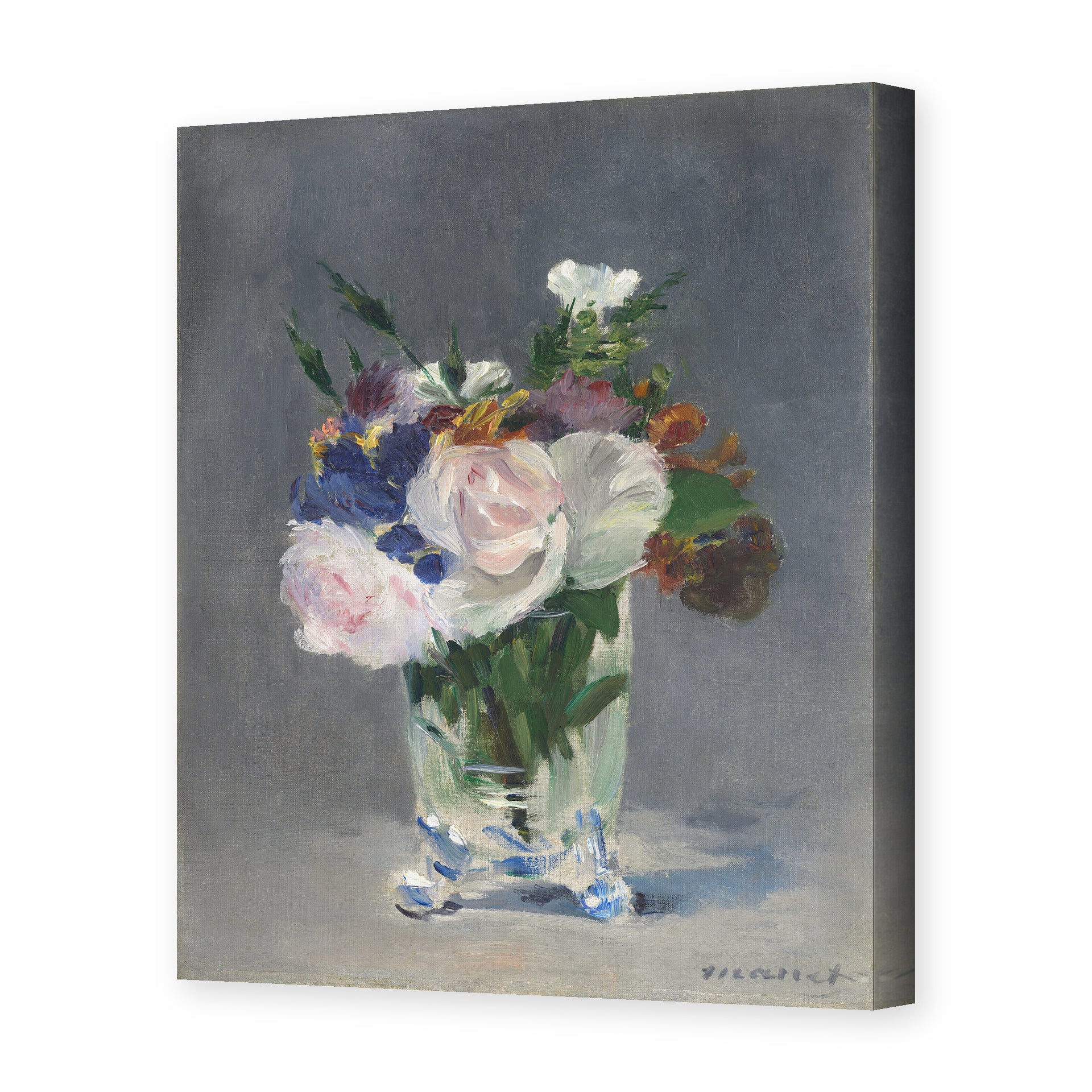 Edouard Manet's 'Flowers in a Crystal Vase' painting reproduced as a gallery-wrapped canvas print