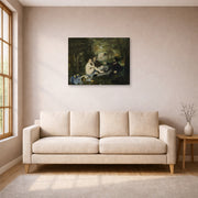 Gallery-wrapped canvas print of Edouard Manet's 'Luncheon on the Grass' displayed on a wall in a living room