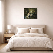 Unframed poster print of Edouard Manet's 'Luncheon on the Grass' displayed on a wall in a bedroom
