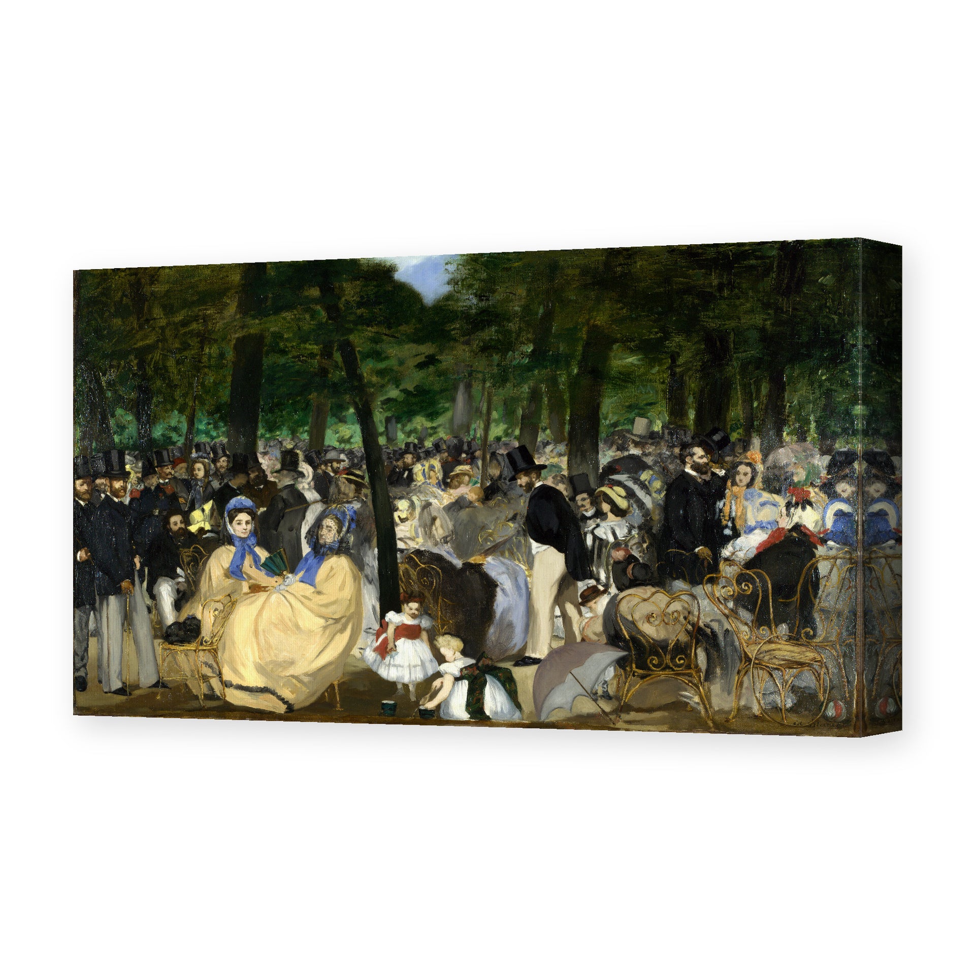 Edouard Manet's 'Music in the Tuileries Gardens' painting reproduced as a gallery-wrapped canvas print
