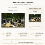 Edouard Manet - Music in the Tuileries Gardens poster print size comparison and framing display infographic
