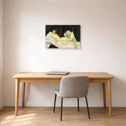 Gallery-wrapped canvas print of Edouard Manet's 'Olympia 1863' displayed on a wall in a home office