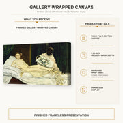 Edouard Manet - Olympia 1863 gallery wrap canvas construction and hanging details infographic