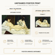 Edouard Manet - Olympia 1863 poster print size comparison and framing display infographic