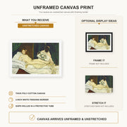Edouard Manet - Olympia canvas print size comparison and framing display infographic