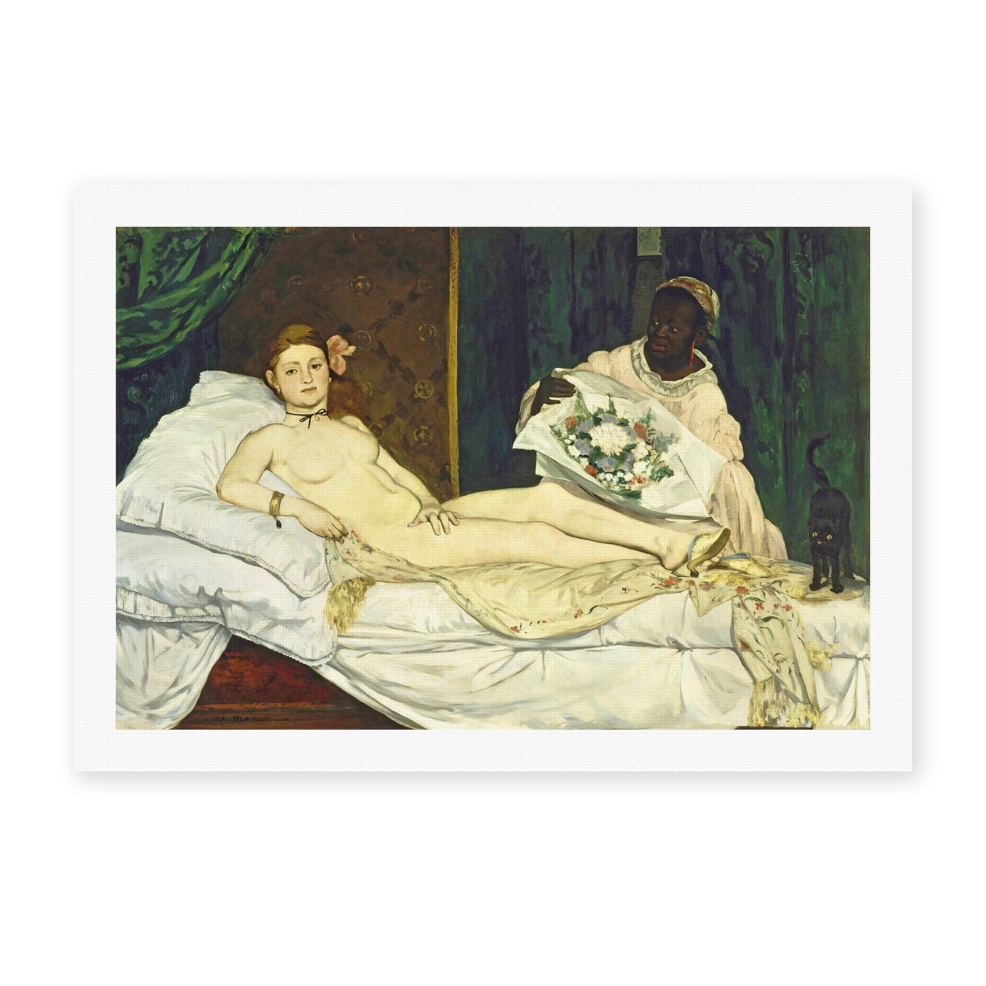 Edouard Manet's 'Olympia' painting reproduced as a rolled canvas print
