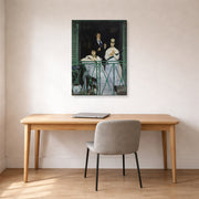 Gallery-wrapped canvas print of Edouard Manet's 'The Balcony, Musee d'Orsay' displayed on a wall in a home office